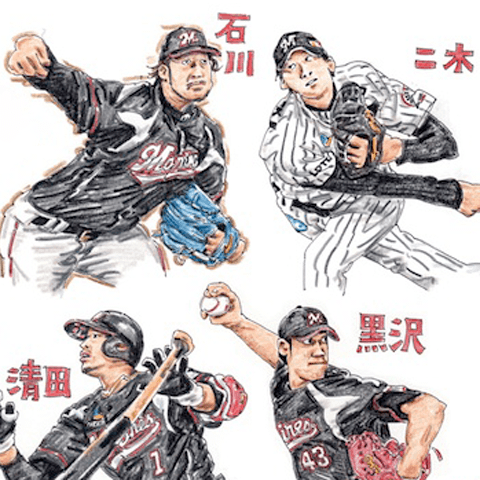 楽天 ヤクルトの全試合ハイライトシーンを絵にしてきた男 ながさわたかひろが野球を描くワケ 第1回 週刊野球太郎